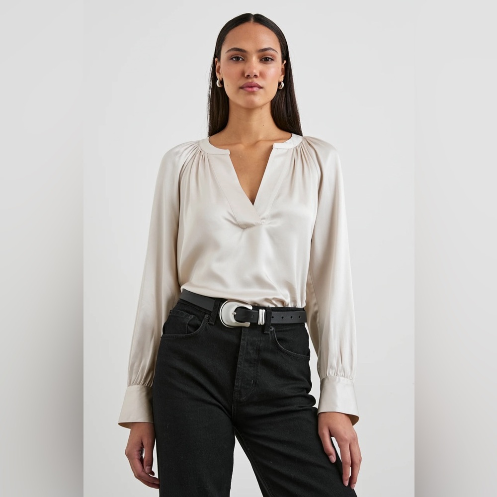 Rails Wynna Top Long Sleeve Blouse in Ivory size S